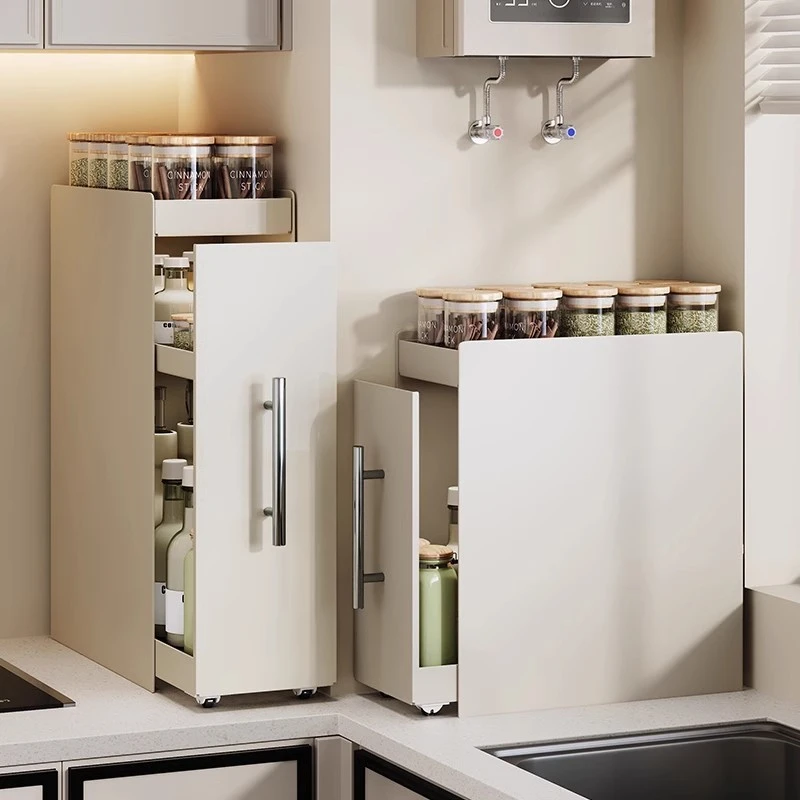 2025厨房窄款调料架台面抽拉式多层防尘收纳油盐酱醋厨房置物架