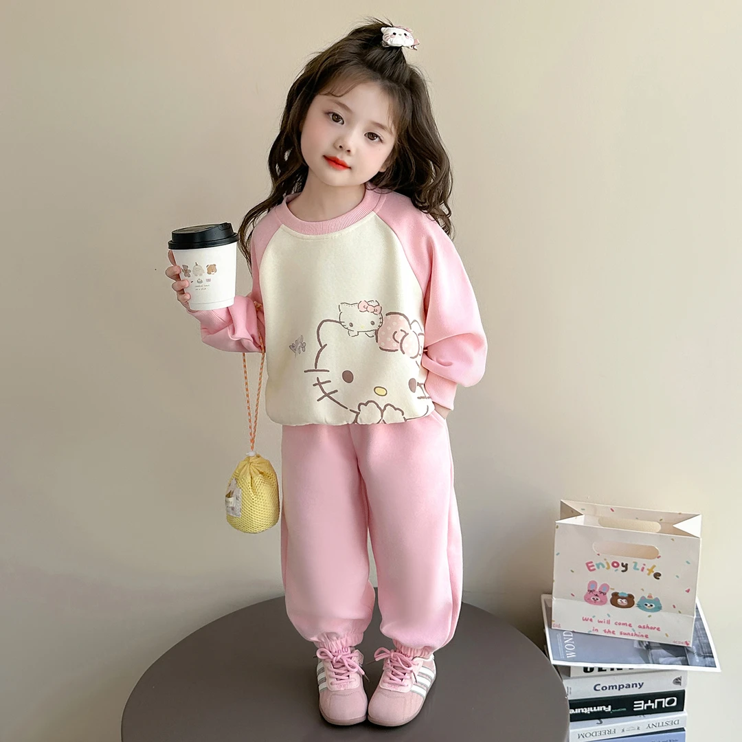 女童卡通套装洋气儿童KT猫卫衣卫裤两件套小女孩宝宝秋装2025新款