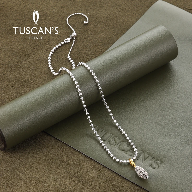 TUSCAN'S 铜合金项链 轻奢百搭镶嵌满钻水滴女毛衣链项链时代双鱼