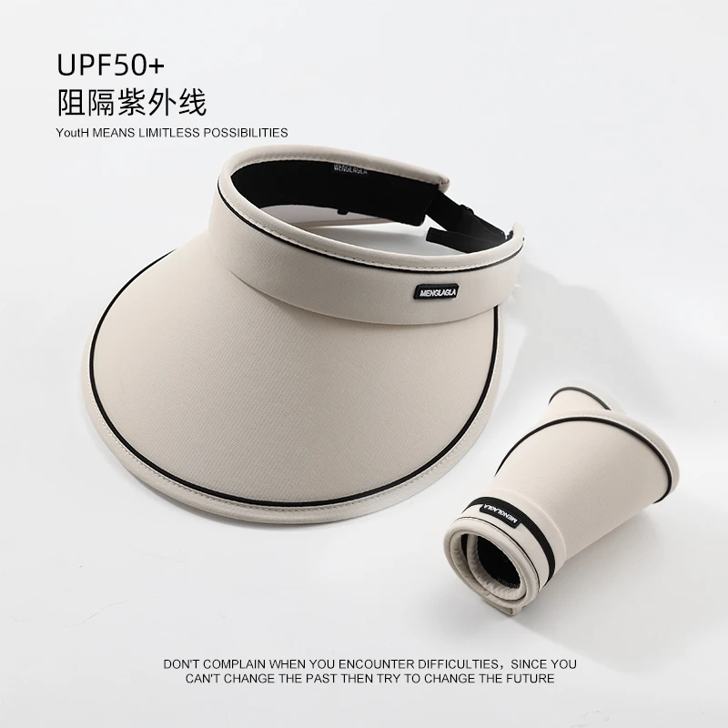 UPF50+夏季大帽檐帽女防紫外线空顶遮阳帽子骑车遮太阳帽