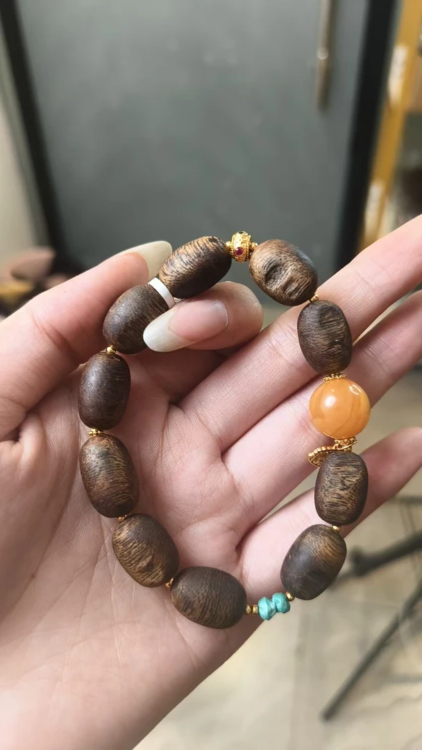 沉香【DIY款】海南老白棋天然野留疤手串单圈/多样性发一