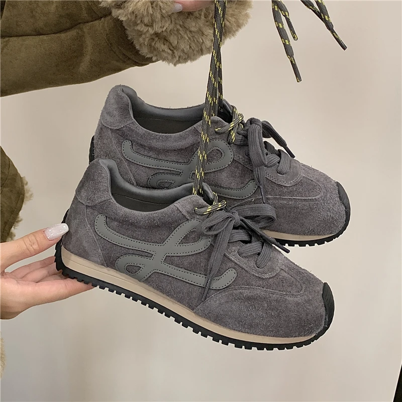 首谷SHOUGU爆款德训鞋女2025秋冬新款厚底阿甘鞋休闲轻便运动鞋
