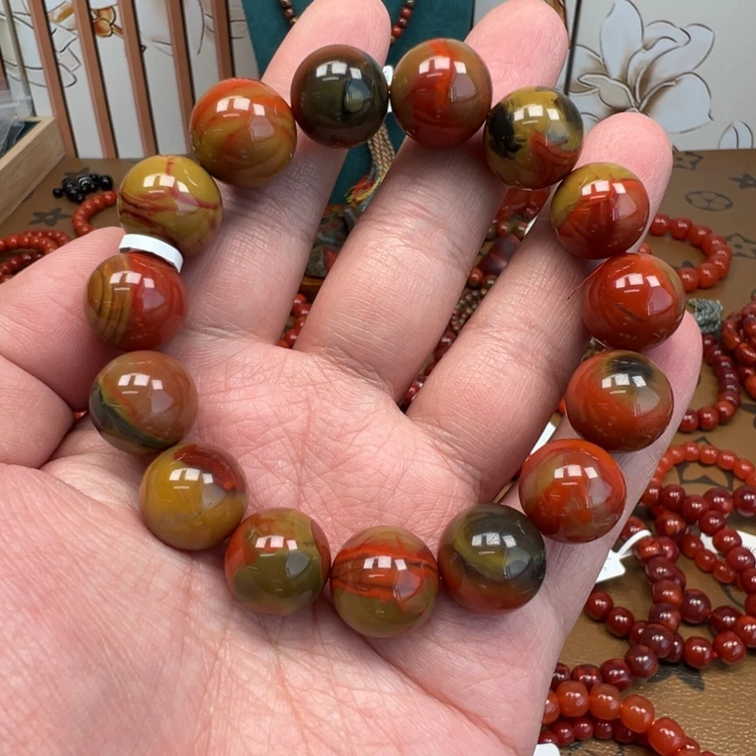 笑***阳南红玛瑙未镶嵌手链昭通大山包14.6mm