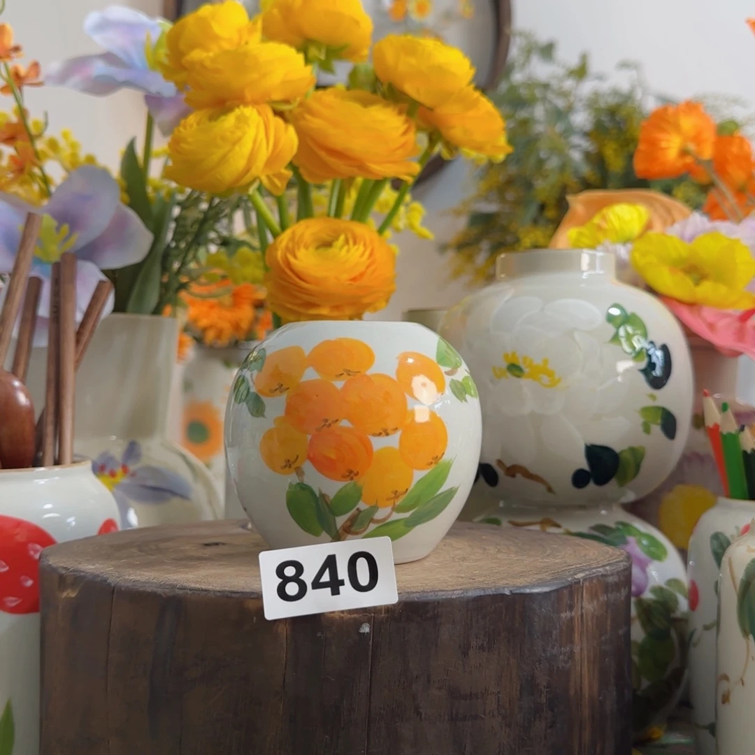 摆件景德镇陶瓷手绘小花瓶摆件无孔