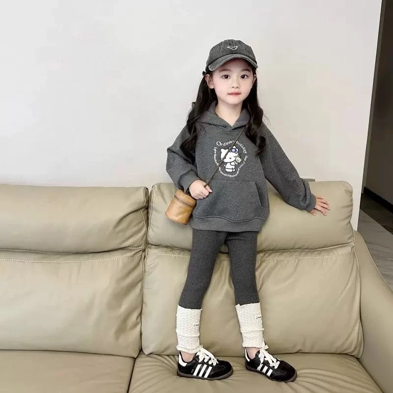 女童加绒卫衣2024秋冬新款洋气儿童连帽衫女宝宝韩版休闲加厚上衣