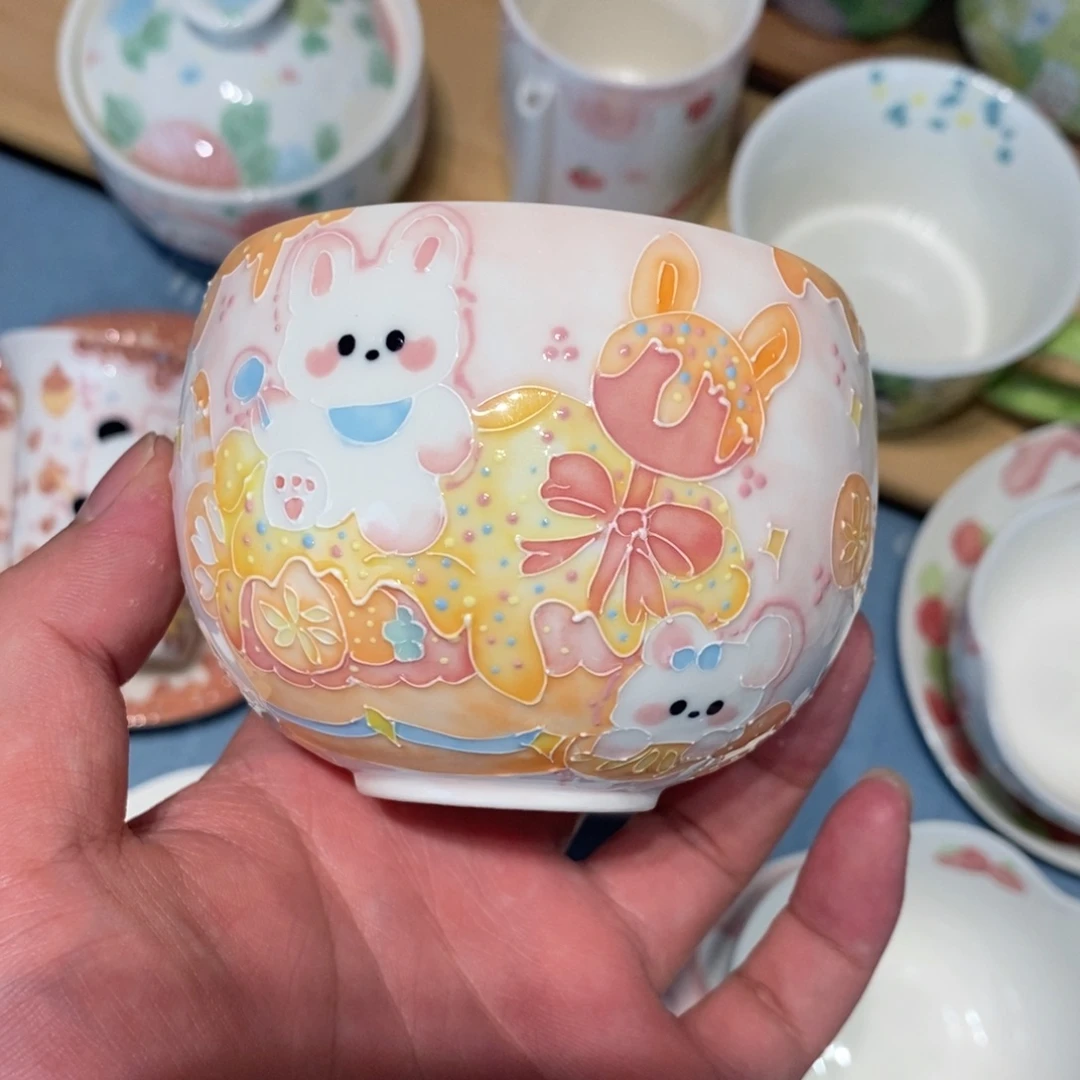 瓷片蛋杯蛋糕兔熊