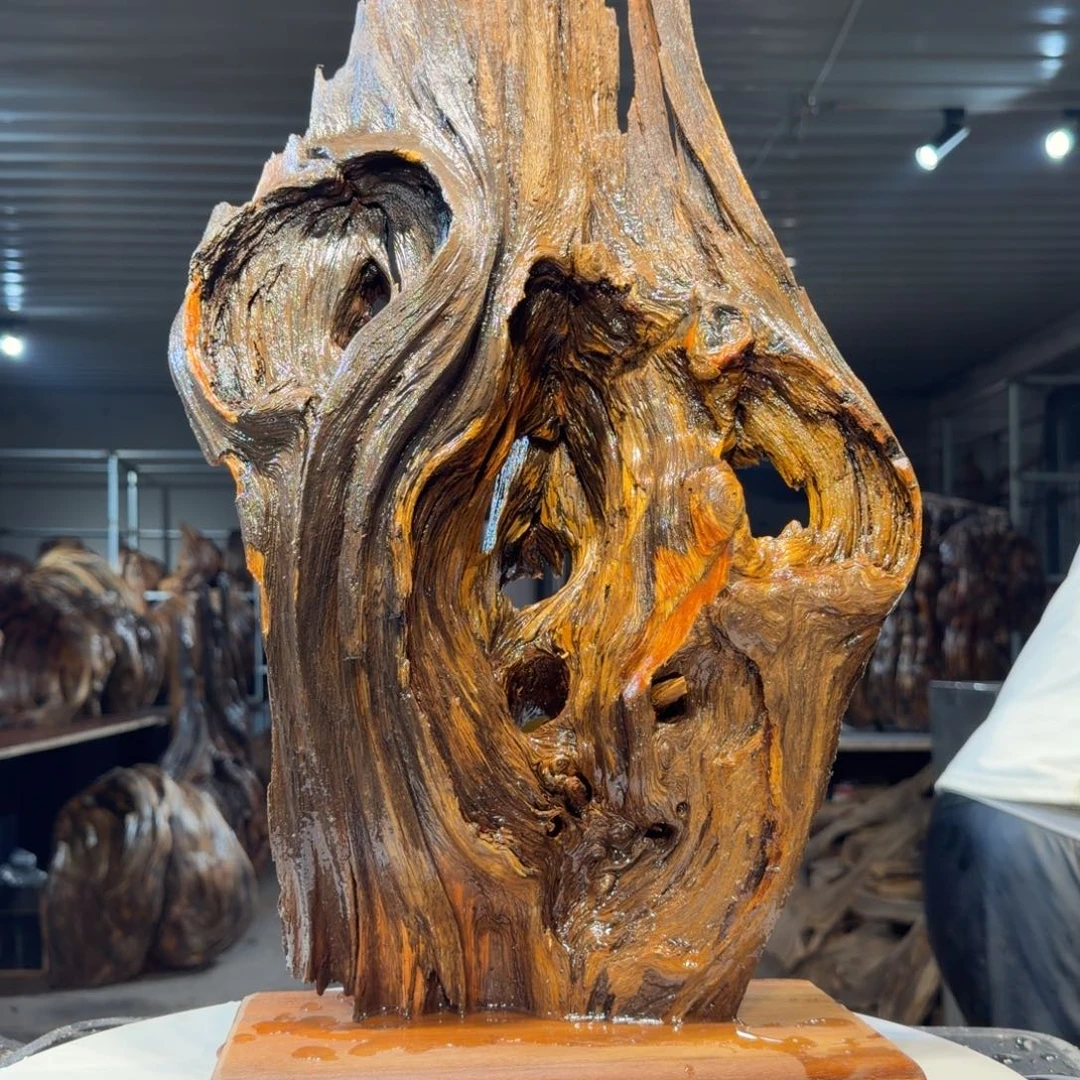 风***！木王一刀琥珀木摆件B48