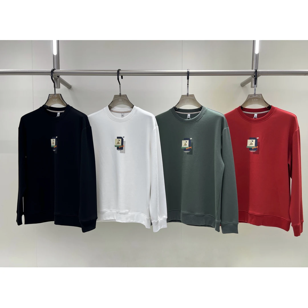 【树邦实体高品】春秋新款高级贴布刺绣男士圆领长袖卫衣