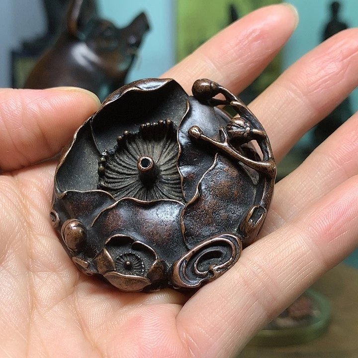 铜梅花香插 茶宠摆件