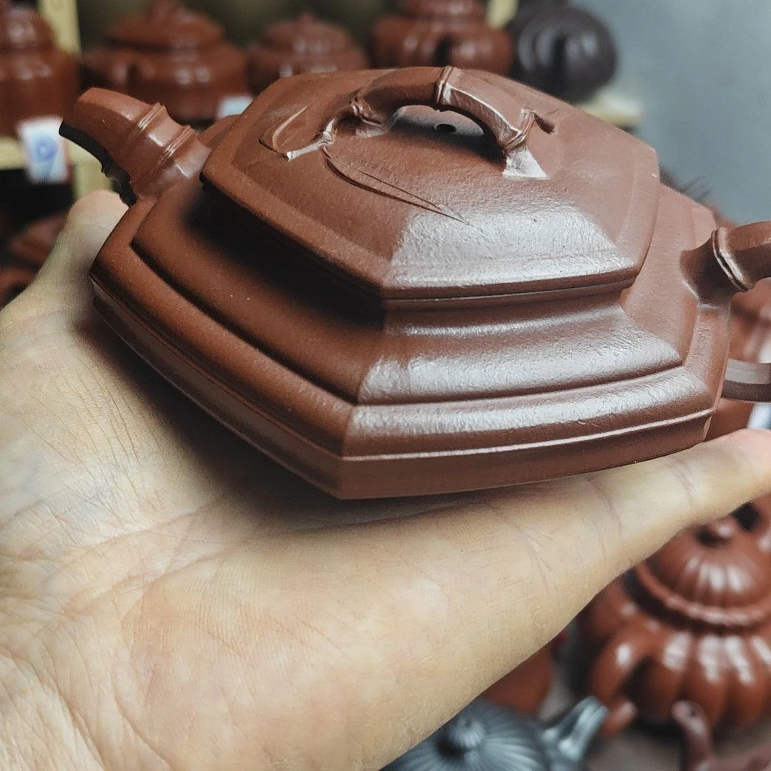 三***号宜兴紫砂壶筋纹器半手工制作赵庄朱泥容量一佰四十左右