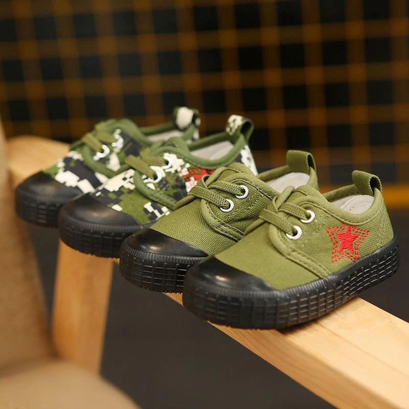 2025春季儿童帆布鞋女童解放鞋复古军训鞋男童迷彩鞋宝宝防滑布鞋