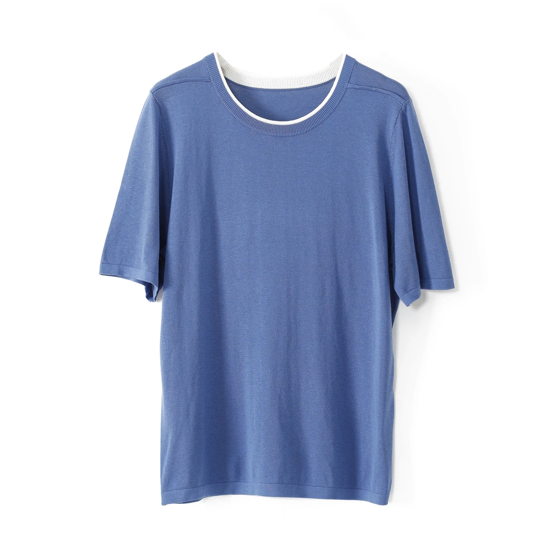【丝棉短袖】全件16针立体平针圆领休闲宽松版型