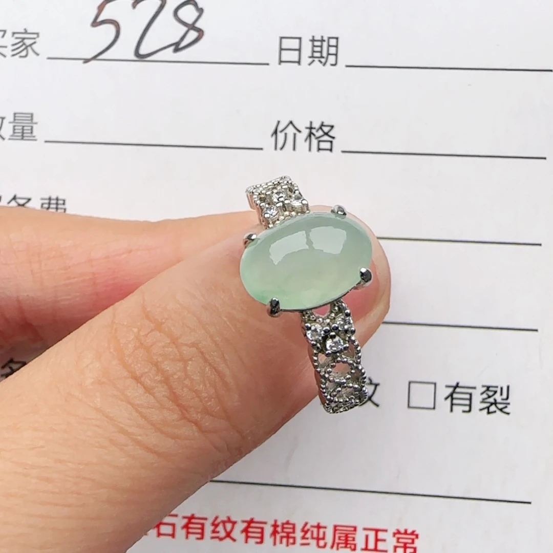 翡翠戒指银S925镶嵌戒指