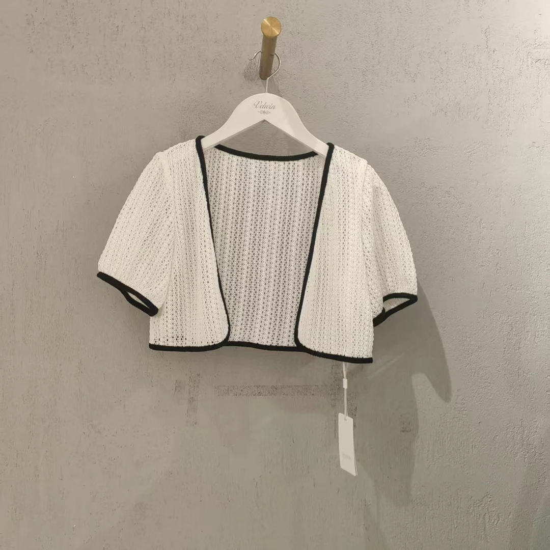 velwin蔚雯夏新款白色开衫女NEWW534A33