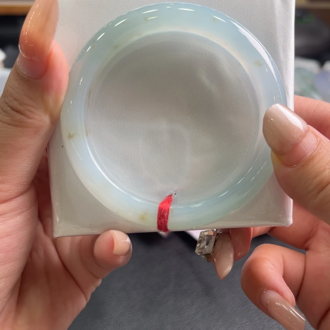 翡翠未镶嵌手镯54正圈冰胶蓝底力推