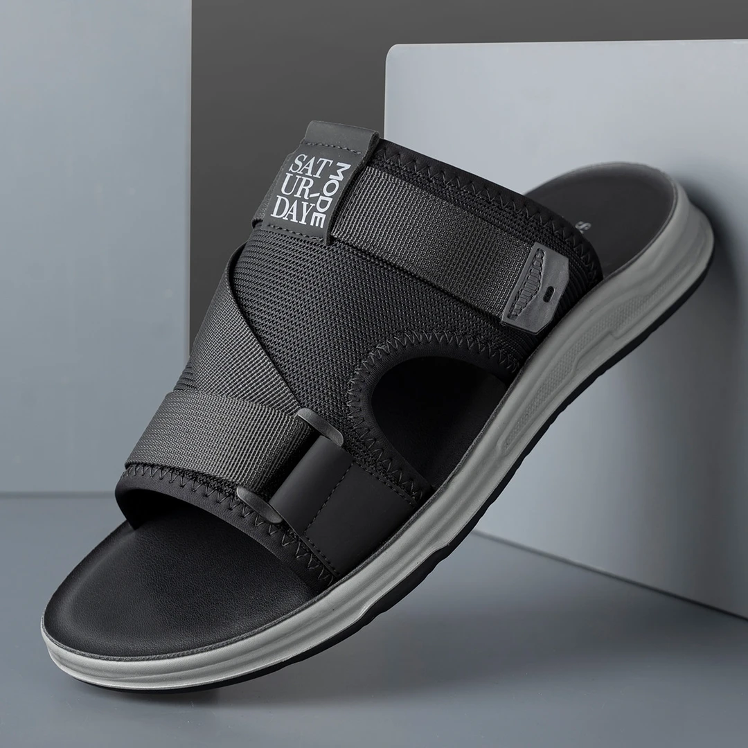 326号夏季透气外穿凉拖魔术贴一脚蹬软底男拖鞋潮流运动拖鞋男款