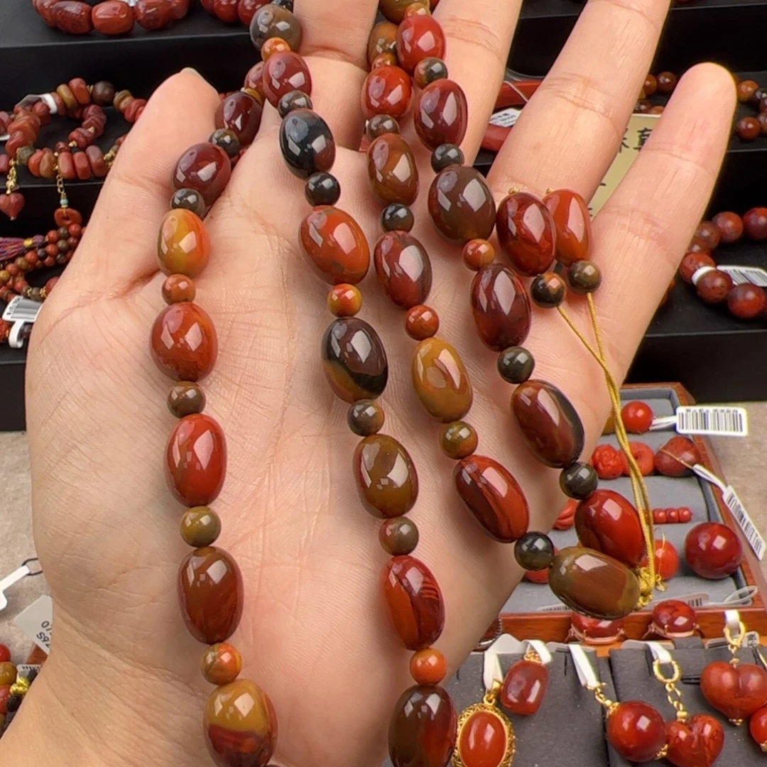南红玛瑙未镶嵌（大山包随型项链8-9mm）