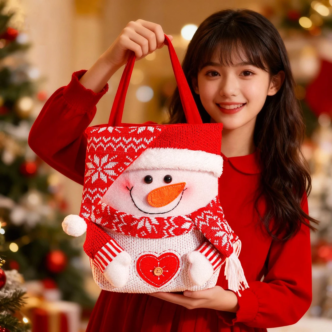 圣诞节礼物手提礼品袋平安夜苹果包装礼盒儿童圣诞老人公仔礼物袋