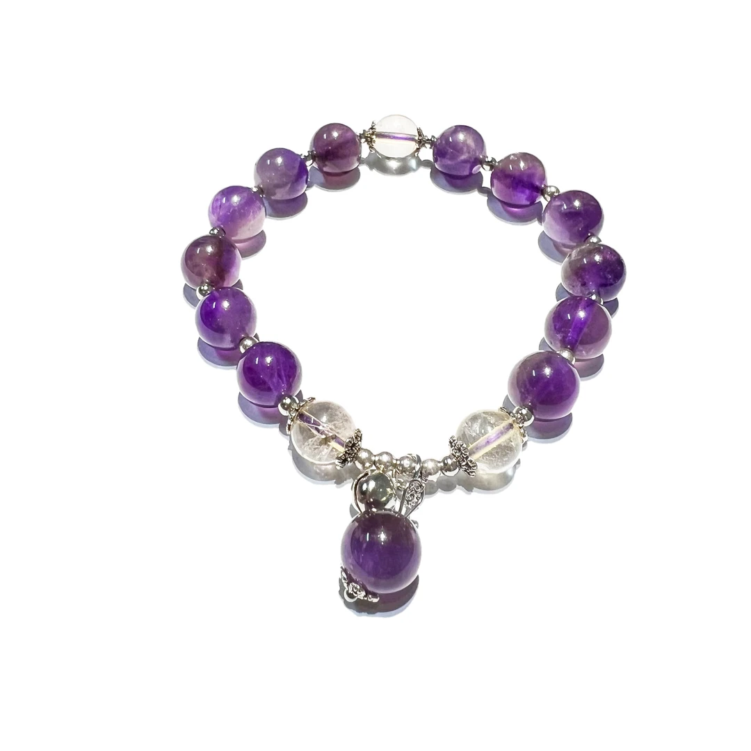 新款网红直播紫水晶铃铛手链女薰衣草清新甜美手串送闺蜜学生礼物