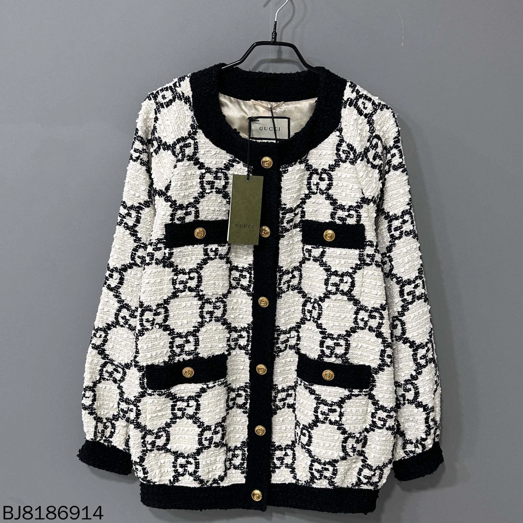 未使用 GUCCI/古驰 满印老花粗花呢开衫外套/36码/86914