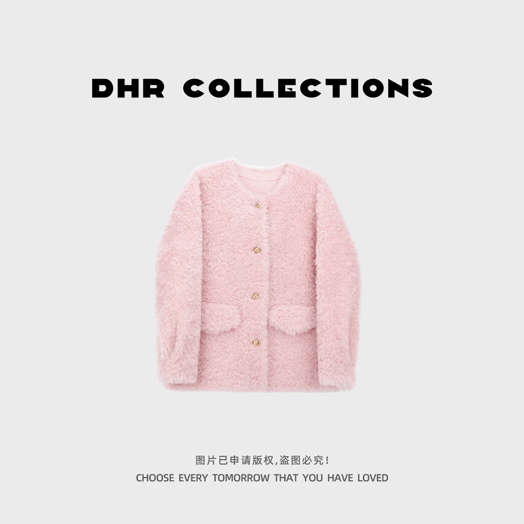 豆豆10【100%羊毛】冬季新款慵懒风毛毛外套宽松百搭上衣-957825DW