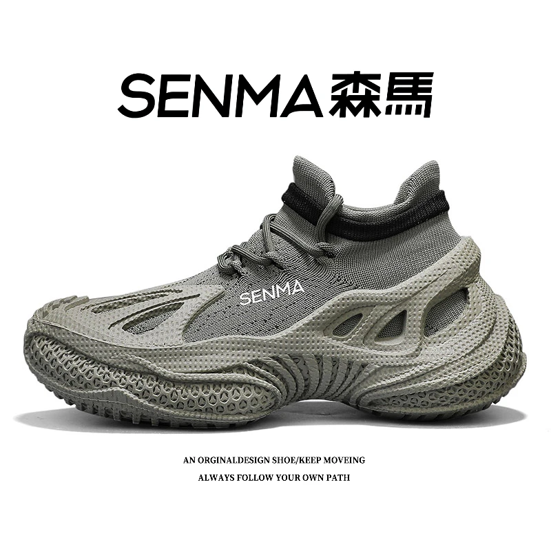 SENMA/森马夏季袜子鞋透气飞织潮休闲运动男士鞋开车网面跑步厚底