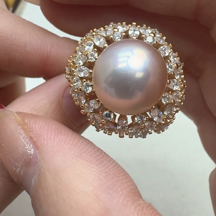 拼合珍珠（马贝珠）戒圈银S925镶嵌
