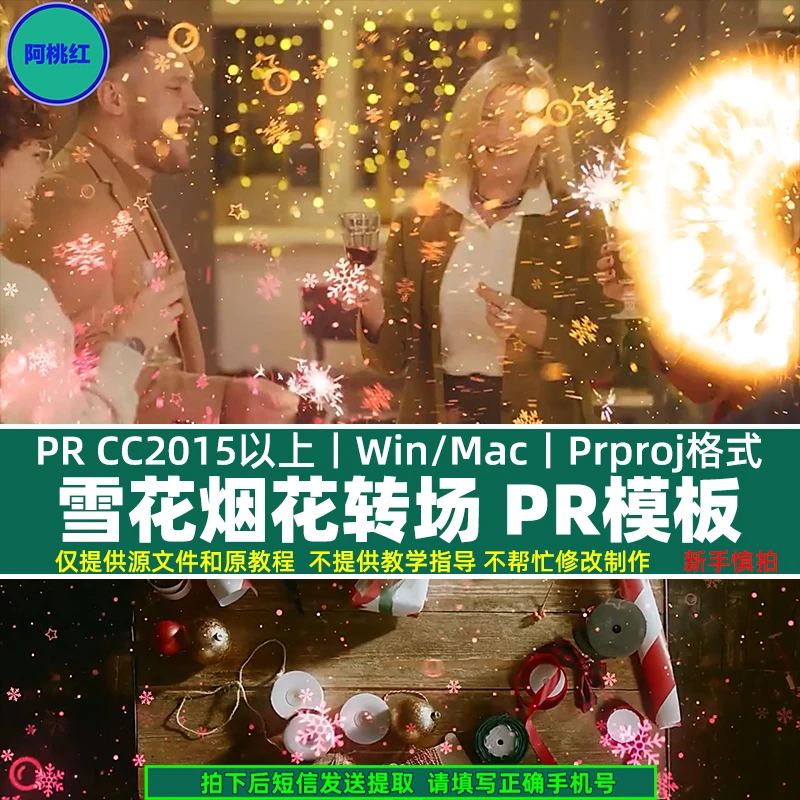PR雪花烟花转场模板 19个唯美漂亮新年圣诞魔法粒子转场过渡预设