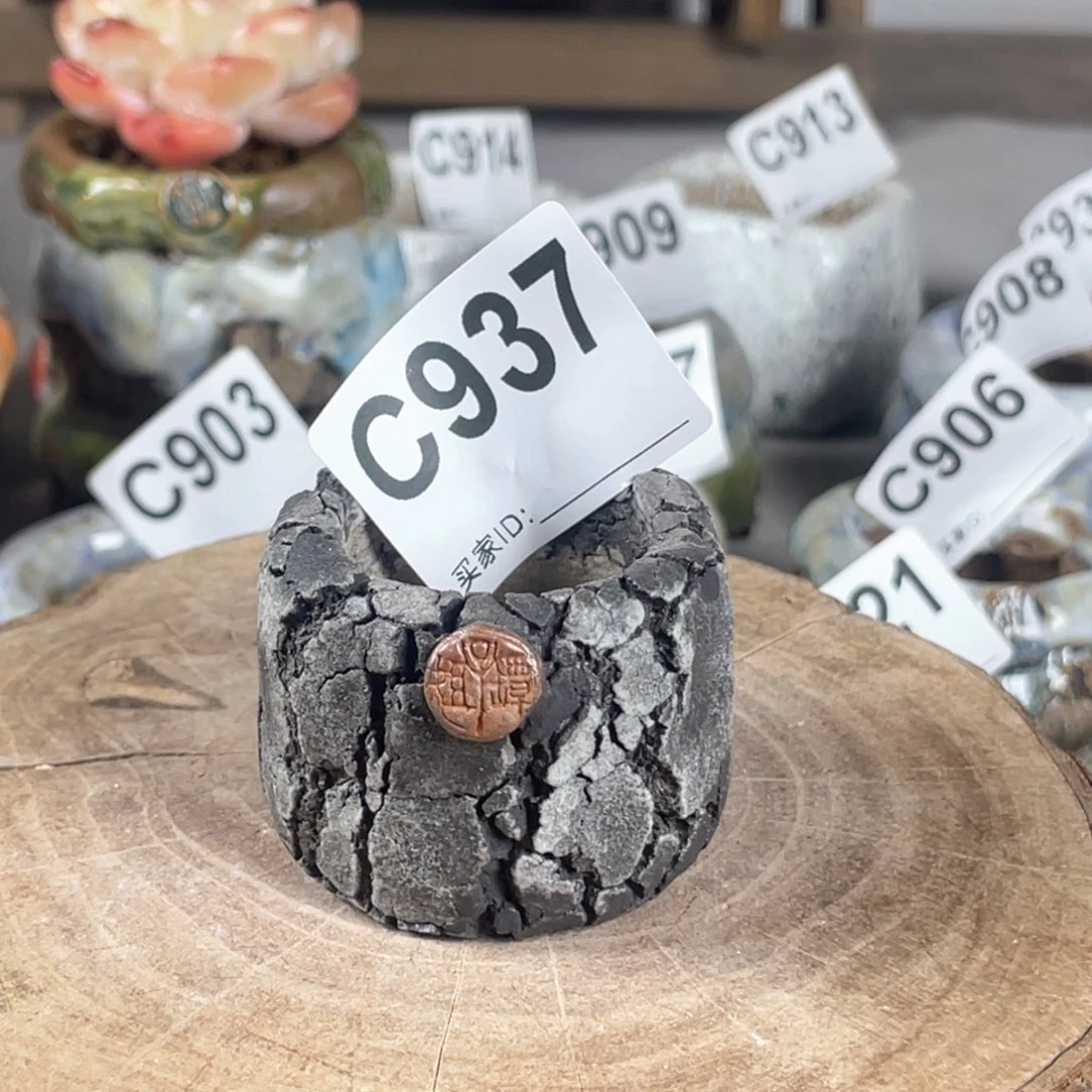 紫砂花盆爆裂拇指盆内口3.5