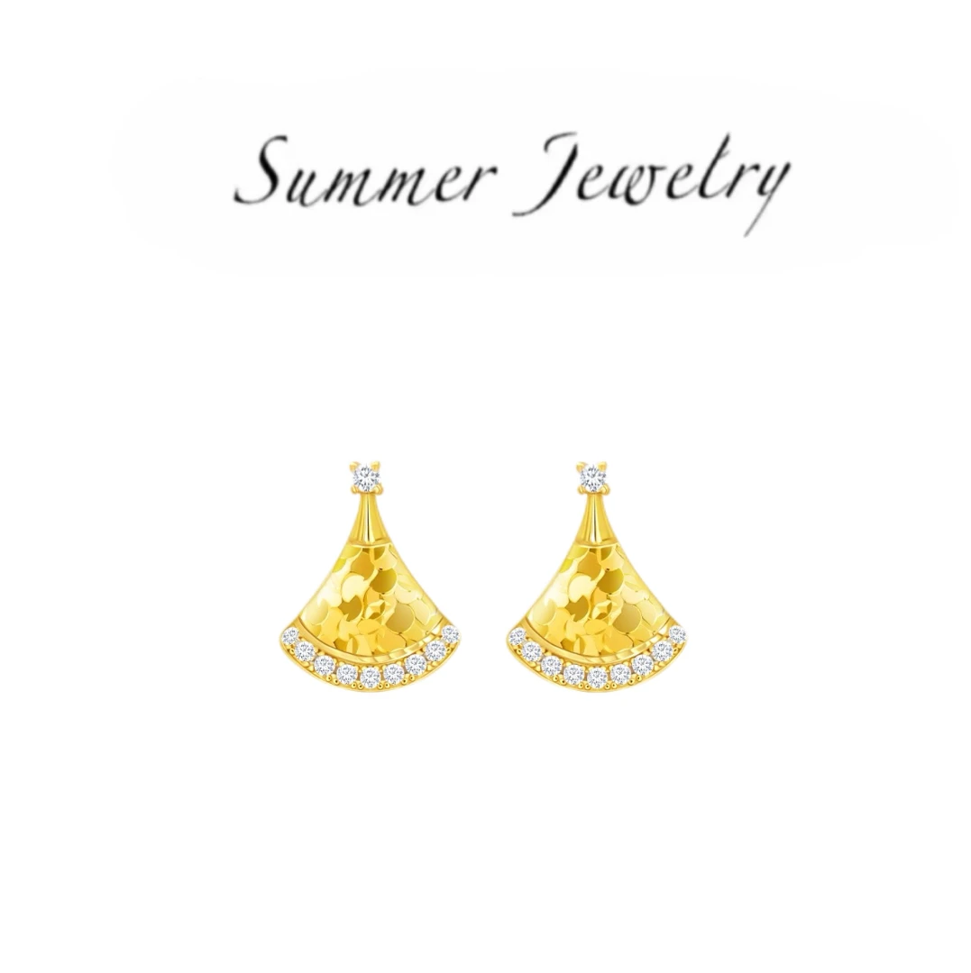 铜合金耳饰 碎碎冰裙子耳钉 S3499