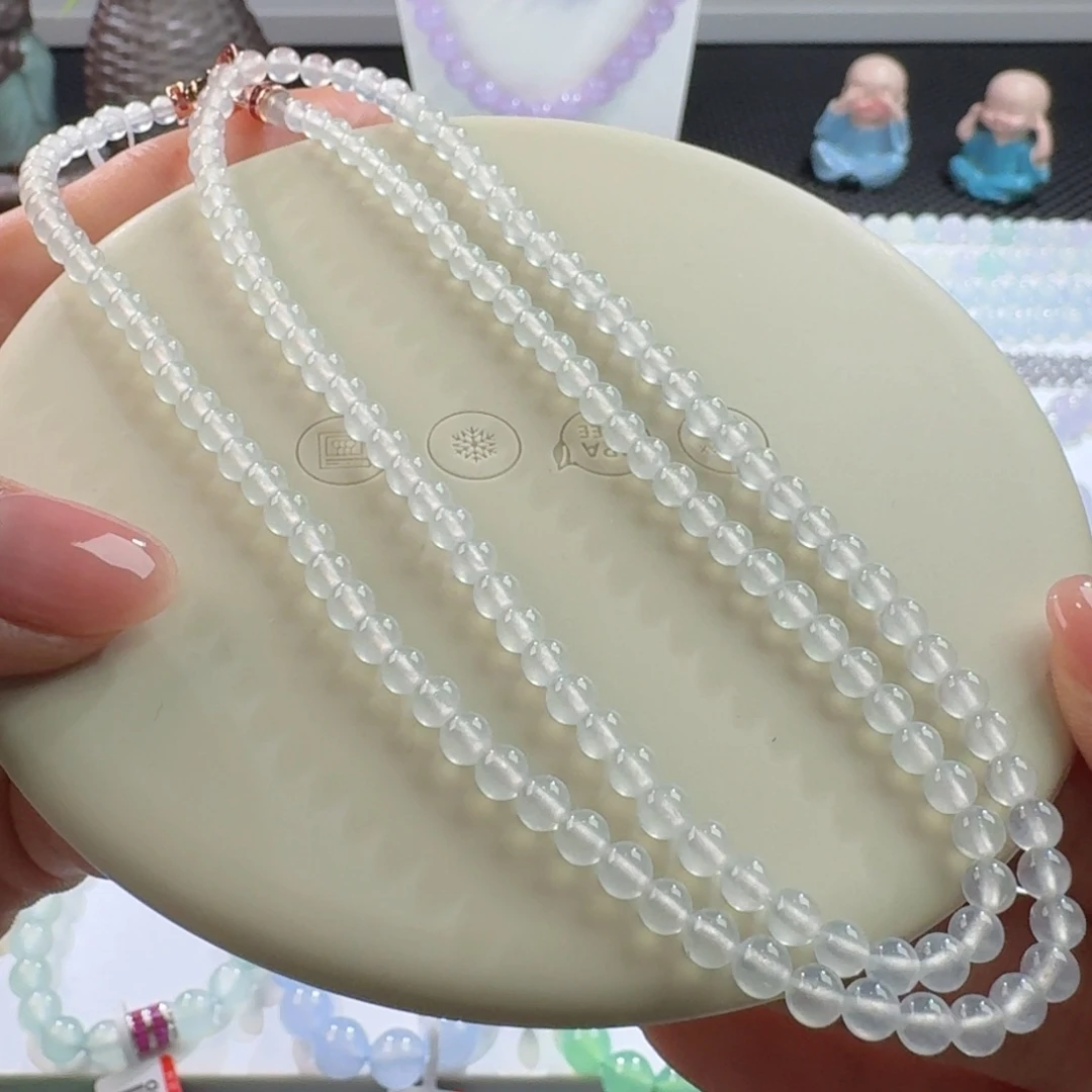 翡翠手链未镶嵌高冰玻茅台白小米珠4.2mm