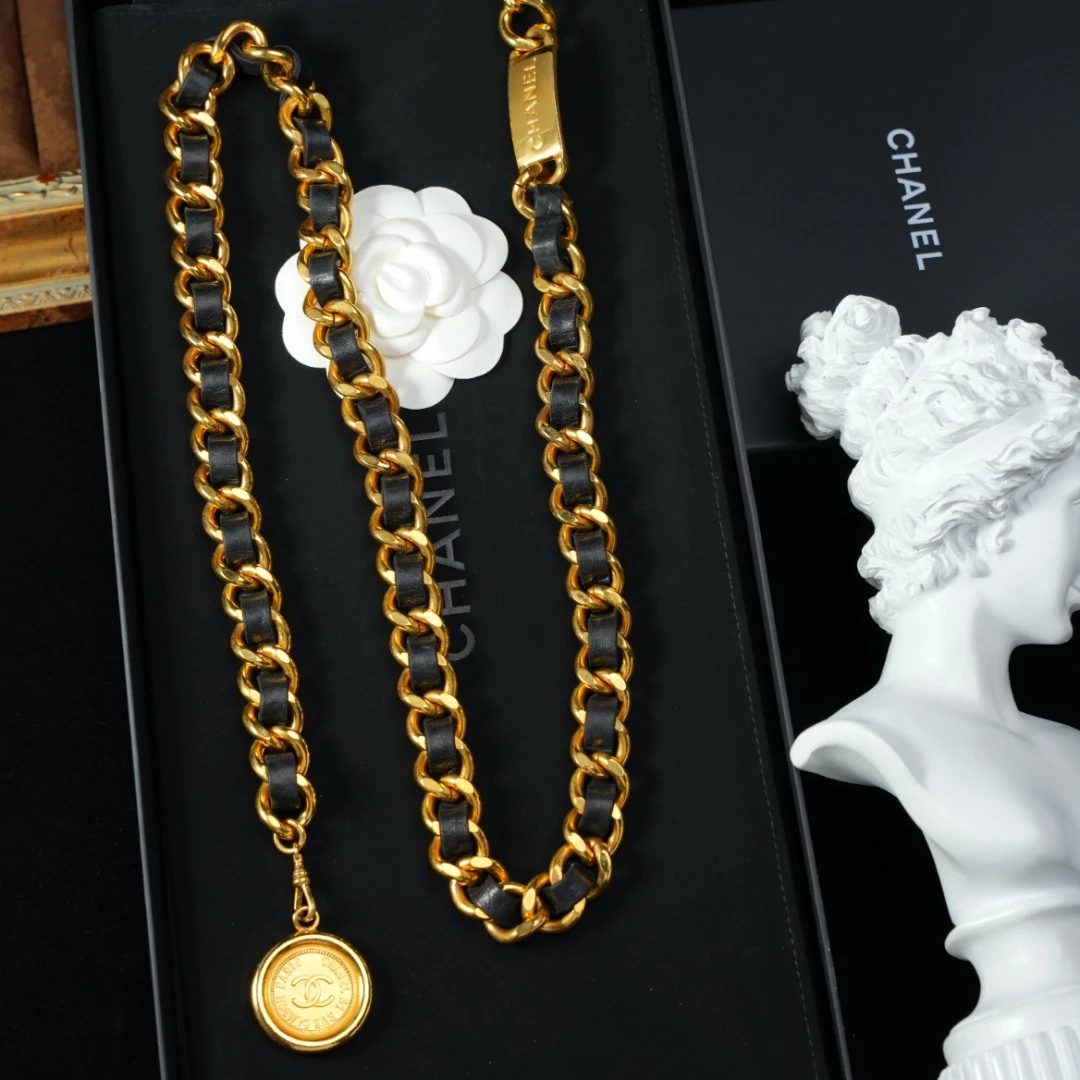 95新 Chanel/香奈儿 柚礼中古/香奈儿皮穿金币腰链LE505046