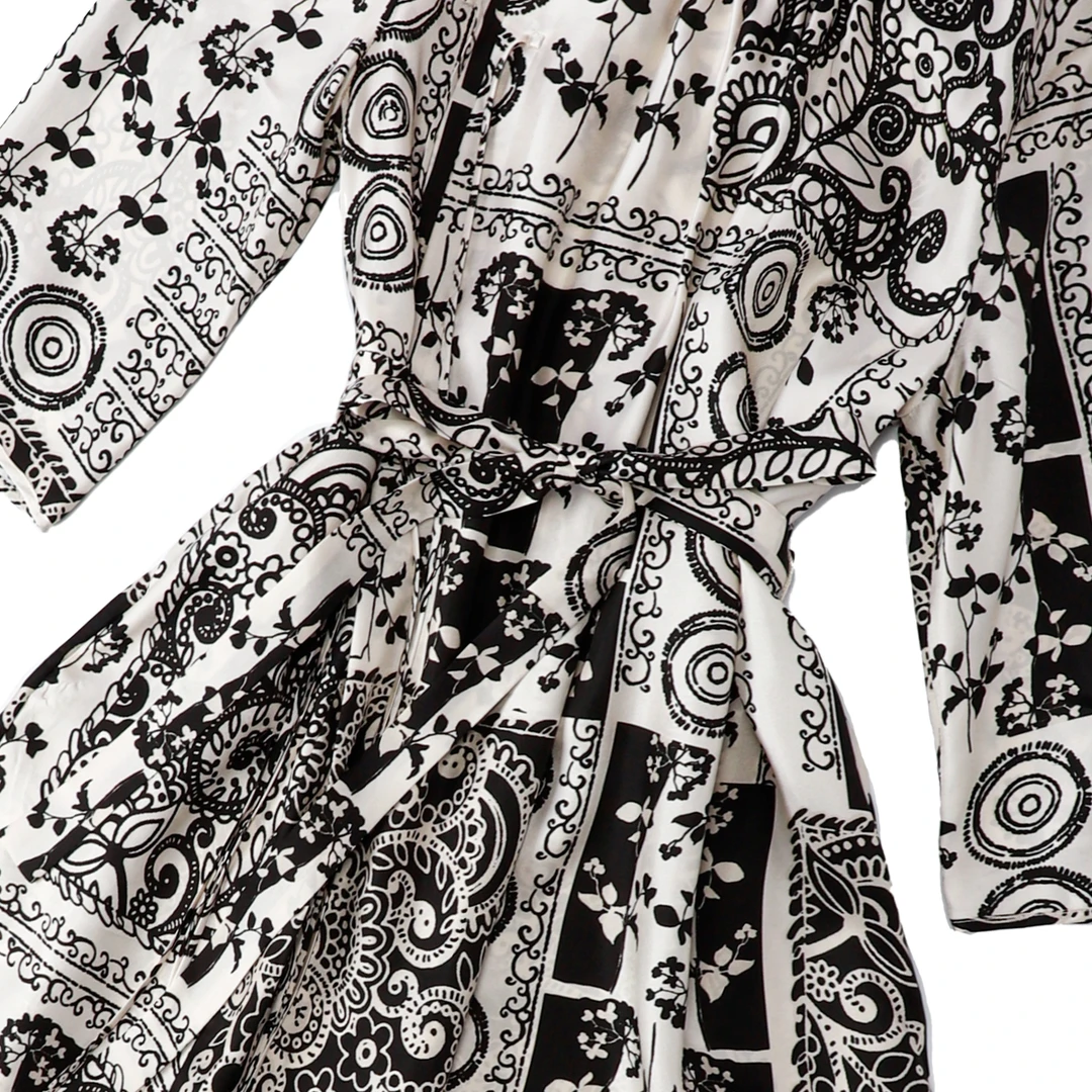 陌妆【浣莫】品牌新款印花圆领桑蚕丝显瘦连衣裙519598