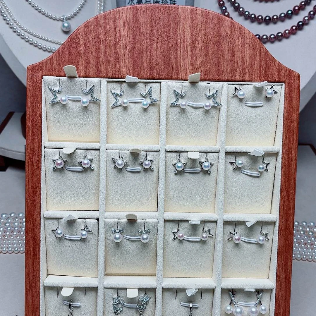 颈饰银S925镶嵌淡水珍珠吊坠耳钉展示