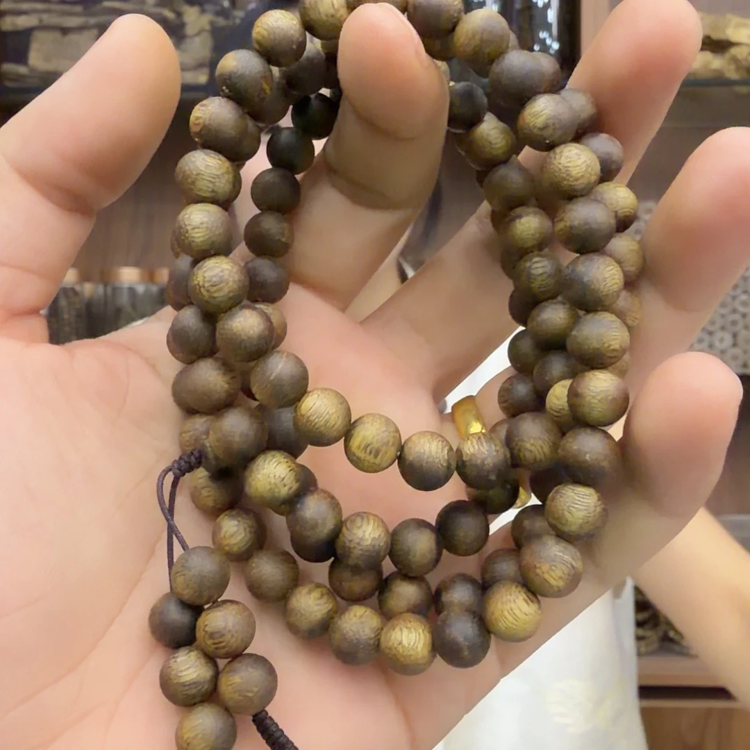 沉香手串老白琪圆珠多圈高品23克