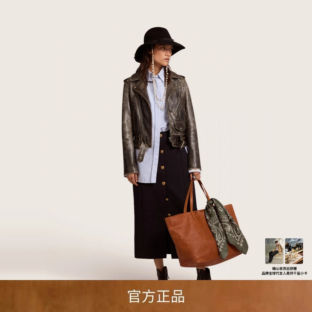 GoldenGoose女Golden纽扣深蓝半身裙铅笔裙GGDB