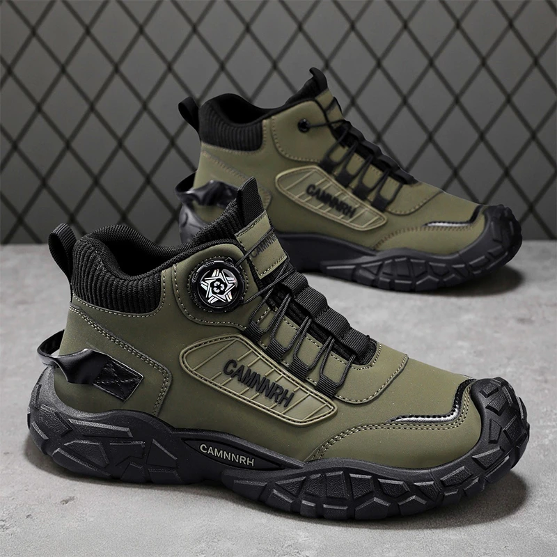 秋季新款男士高帮鞋休闲百搭轻便潮流厚底增高户外工装时尚潮鞋子