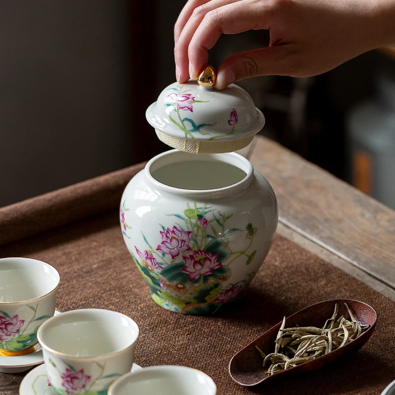 青莲荷韵 21头全家福大套装 高档手工羊脂玉白瓷礼盒装中式陶瓷