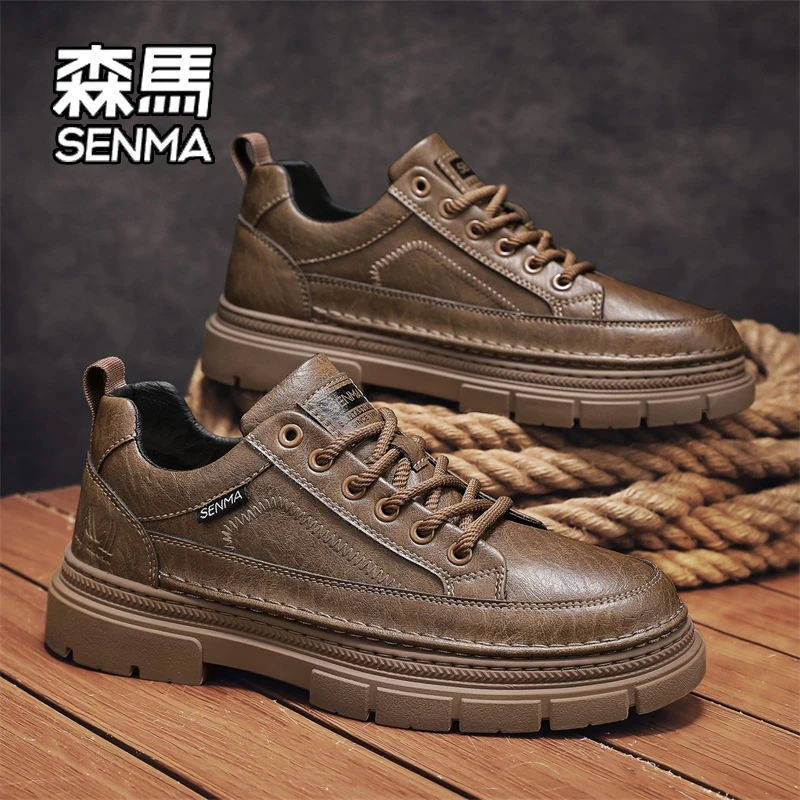 SENMA/森马男鞋冬季英伦风商务正装休闲鞋工作厚底增高低帮马丁鞋