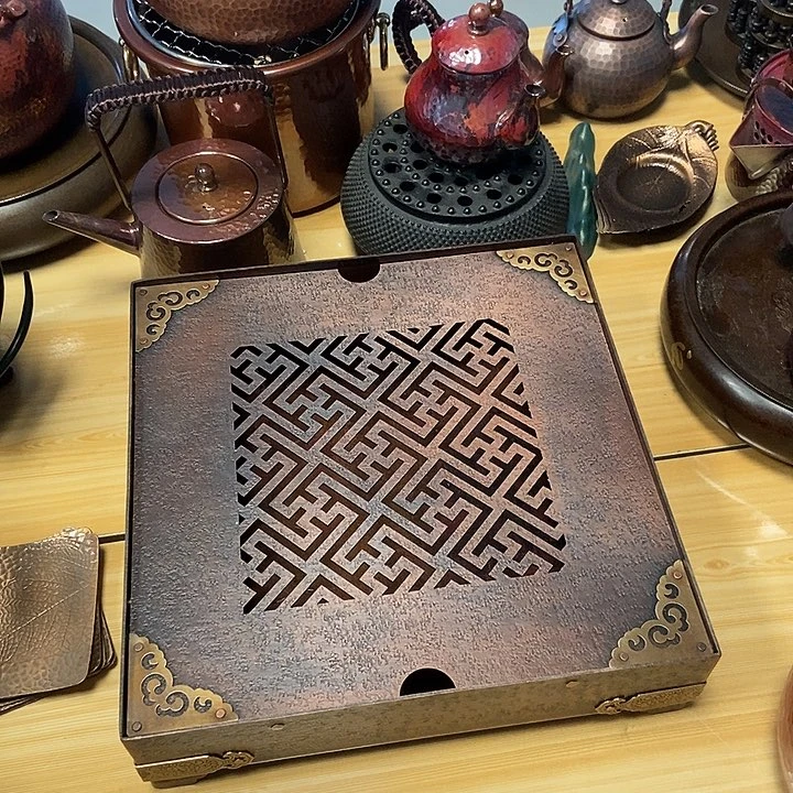 纯手工制作紫铜茶器茶盘