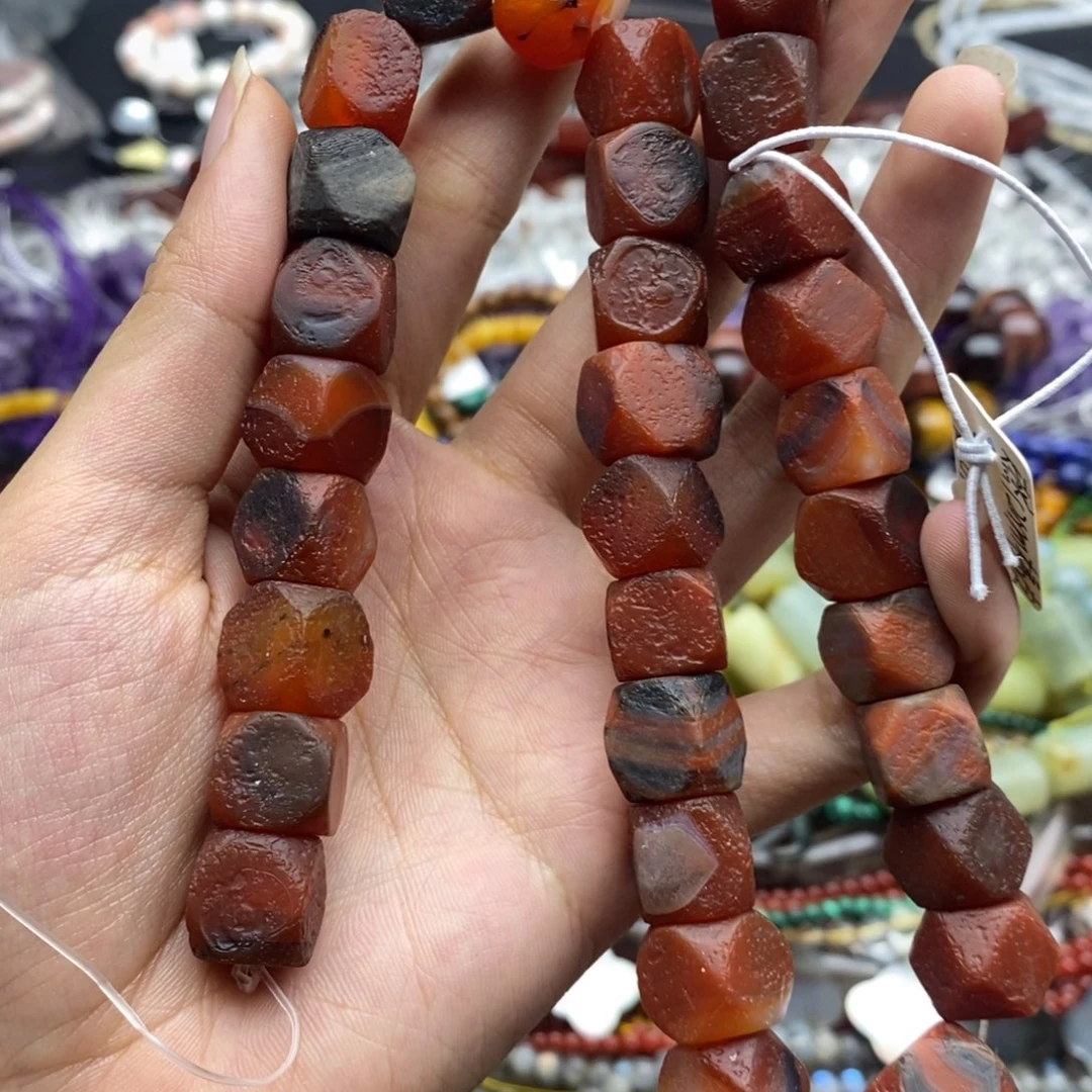 玛瑙/玉髓未镶嵌珠宝半成品一条纯天然12mm橘皮玛瑙切面方糖