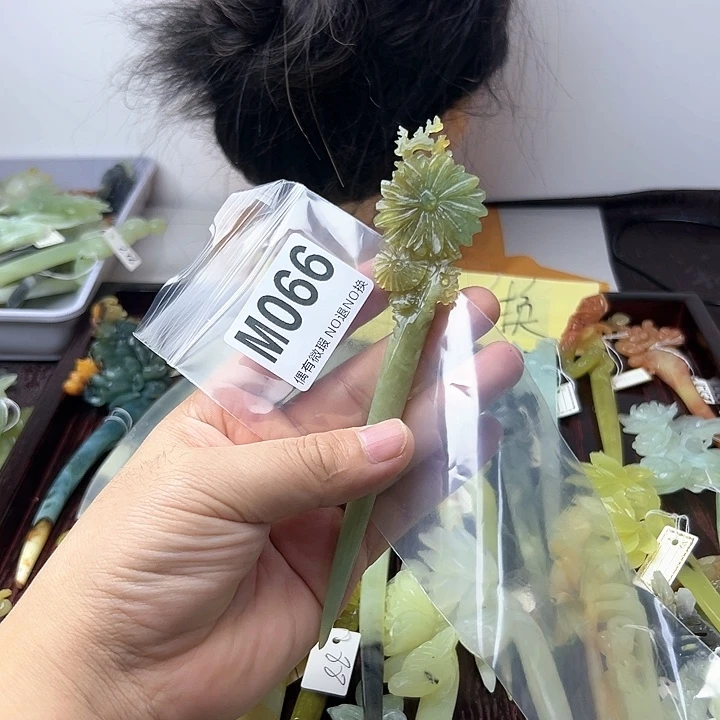 蛇纹石玉发饰合金圆*