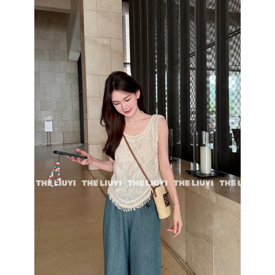 【LIUYI】新款流苏刺绣无袖上衣56285