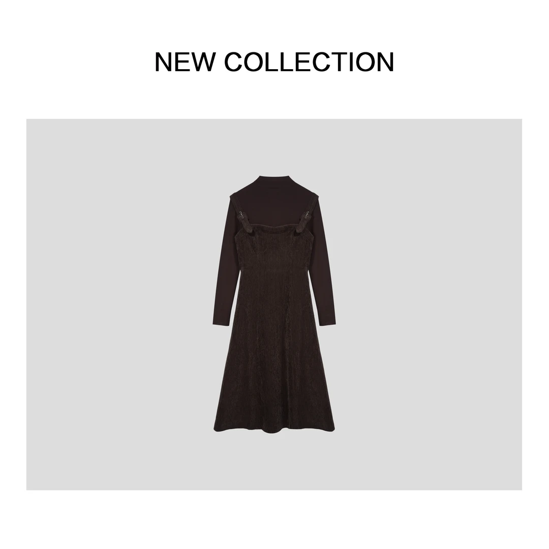 新款简约优雅风中厚款吊带裙套装 D5516026A -6026