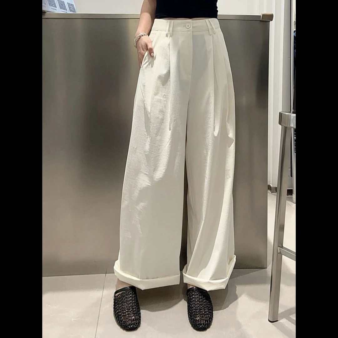 【玫瑰缘】欧货正版厂家福利设计师气质高腰轻奢显瘦直筒裤