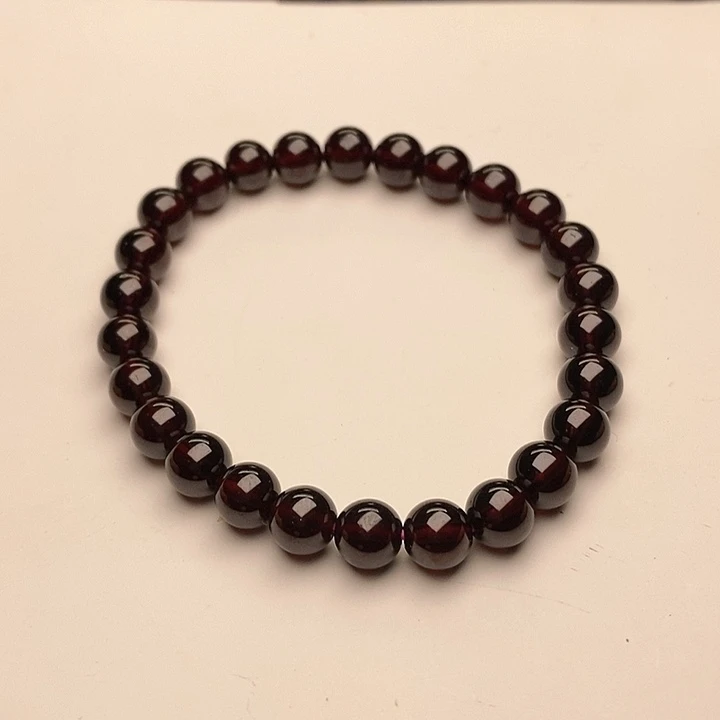 石榴石手串未镶嵌7.4mm单圈高净酒红