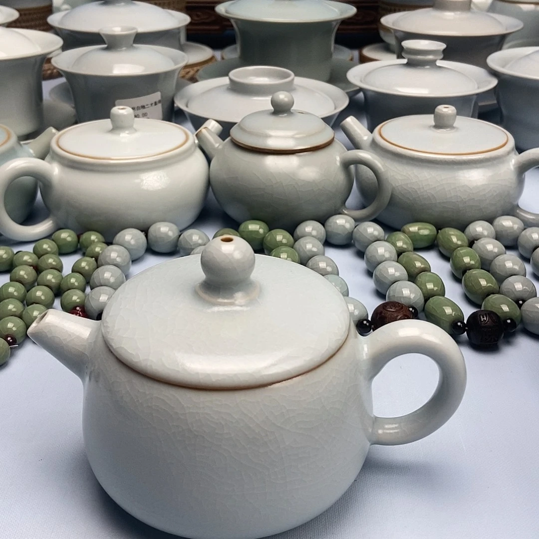 杯仿古月白釉汗瓦壶原矿原釉原产地