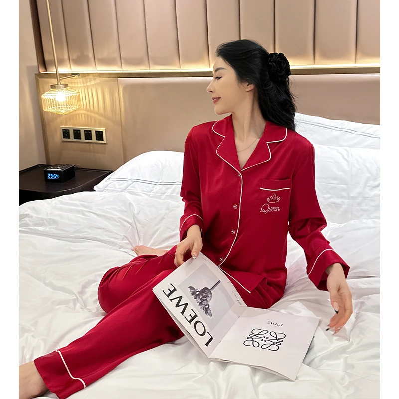 Sleep Password【果酱红套装】小众设计潮牌长袖长裤可外穿睡衣
