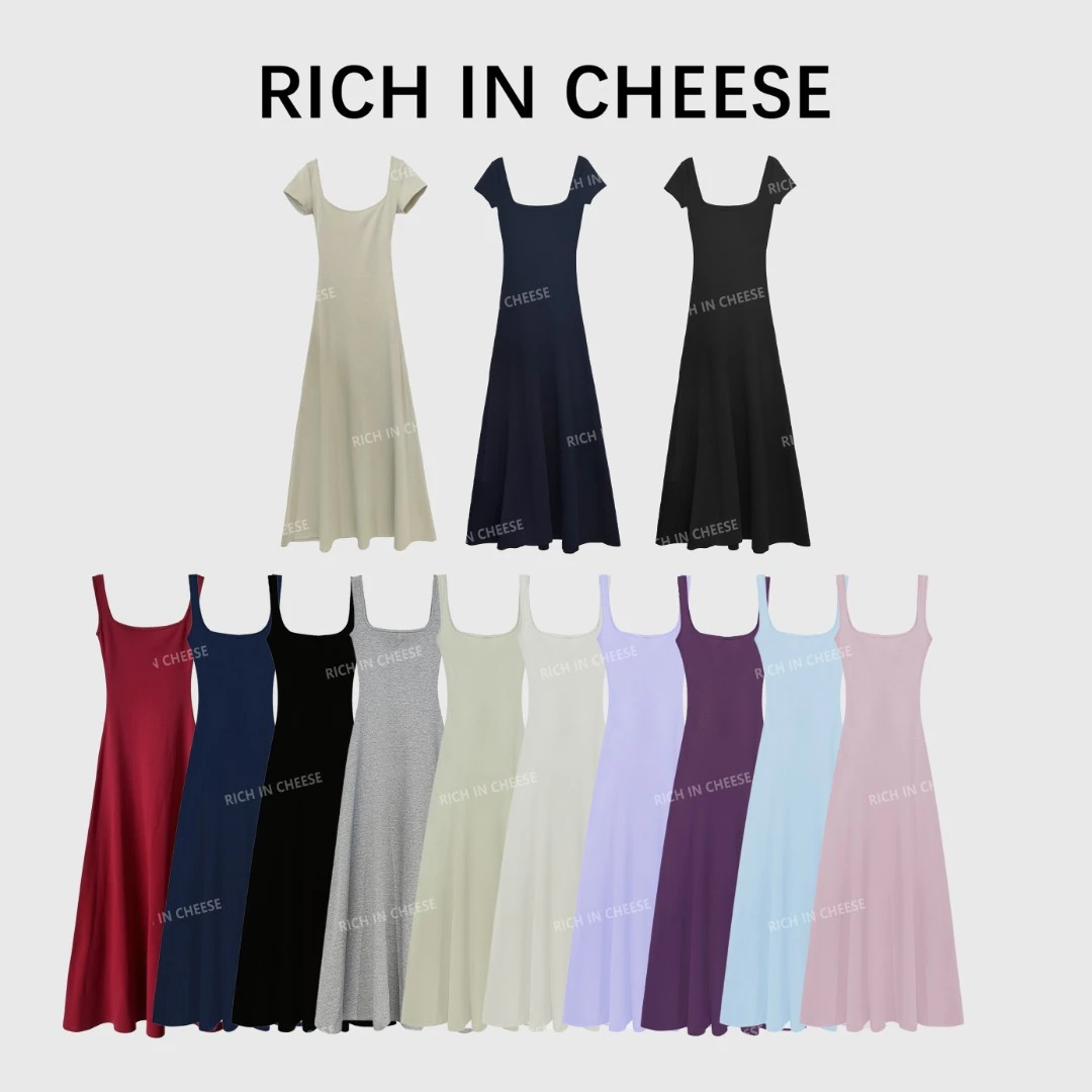 RICHINCHEESE 高定及地裙 高定收腰连衣裙女弹力针织百搭显瘦