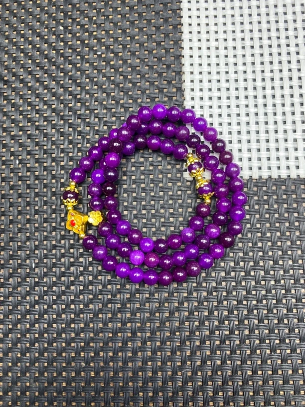 玉化紫卡6mm三圈DIY手链408